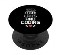 I Like Cats and Coding Programmer Passion Tech - PopSockets PopGrip Adhesivo