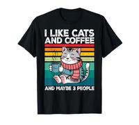 I Like Cats and Coffee and Maybe 3 People Graphic Camiseta