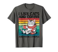 I Like Cats and Coffee and Maybe 3 People Graphic Camiseta