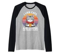 I Like Cats and Coffee and Maybe 3 People Graphic Camiseta Manga Raglan