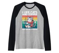 I Like Cats and Coffee and Maybe 3 People Graphic Camiseta Manga Raglan