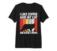 I Like Coffee and My Cat Maybe 3 People Siberian Cat Lover Camiseta Premium
