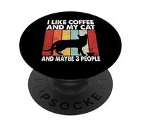 I Like Coffee and My Cat Maybe 3 People Vintage Bombay Cat PopSockets PopGrip Adhesivo