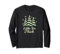 I Like 'Em Thick Funny Snow Covered Tree Winter Humor Design Manga Larga