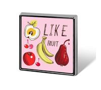 I Like Fruit - Broche cuadrado personalizado para solapa, corbata, vestido, accesorios, boda, cumpleaños, para hombres y mujeres, Square, Metal