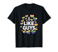 I Like Guys LGBTQ Orgullo Declaración Hombre Gay Aliado Camiseta