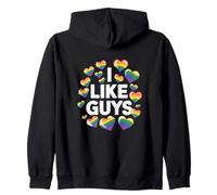 I Like Guys LGBTQ Orgullo Declaración Hombre Gay Aliado Sudadera con Capucha