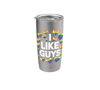 I Like Guys LGBTQ Orgullo Declaración Hombre Gay Aliado Vaso térmico de acero inoxidable de doble pared