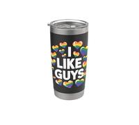 I Like Guys LGBTQ Orgullo Declaración Hombre Gay Aliado Vaso térmico de acero inoxidable de doble pared