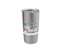 I Like How She Explodes Funny Couple 4th of July Men Women Vaso térmico de acero inoxidable de doble pared