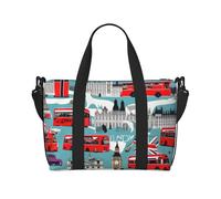 I Like London - Bolsa de viaje de mano con estampado de Londres, bolsa de gimnasio, bolsa de noche, bolsa de viaje a la playa, bolsas de fin de semana para mujeres y hombres, color negro, talla única,