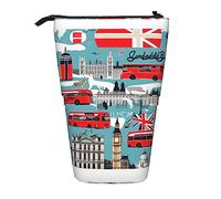 I Like London - Estuche telescópico para lápices de pie, papelería, maquillaje, estuche de almacenamiento, Black, Talla única