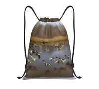 I Like London Impreso Cordón Bolsas Mochila Deporte Gimnasio Bolsa Bolsa Cordón Bolsa Compras Bolsa, Caza patos salvajes voladores, M