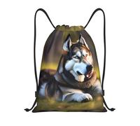 I Like London Impreso Cordón Bolsas Mochila Deporte Gimnasio Bolsa Bolsa Cordón Bolsa Compras Bolsa, Perro Husky, M