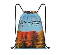 I Like London Impreso Cordón Bolsas Mochila Deporte Gimnasio Bolsa Bolsa Cordón Bolsa Compras Bolsa, Caza de patos y árboles salvajes voladores, S