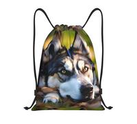 I Like London Impreso Cordón Bolsas Mochila Deporte Gimnasio Bolsa Bolsa Cordón Bolsa Compras Bolsa, Patrón de perro Husky, M