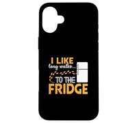 I LIKE long walks TO THE FRIDGE Funny Foodie Humor Carcasa para iPhone 16 Plus