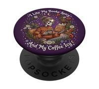 I Like My Books Spicy & My Coffee Icy Book Reading Bookish PopSockets PopGrip Adhesivo