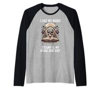 I Like My Books Steamy & My Music Screamy Spicy Dark Romance Camiseta Manga Raglan
