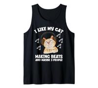 I Like My Cat Making Beats and 3 People Productor Musical Divertido Camiseta sin Mangas