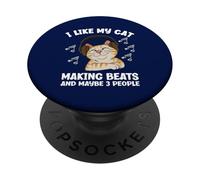 I Like My Cat Making Beats and 3 People Productor Musical Divertido PopSockets PopGrip Adhesivo
