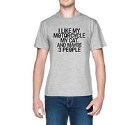 I Like My Motorcycle My Cat Grey Men's T-Shirt tee