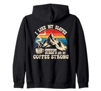 I Like my Slopes steep and my Coffee Strong Sudadera con Capucha