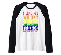 I Like MY Whisky Straight Mes del Orgullo LGBT LGBTQ Rainbow Camiseta Manga Raglan