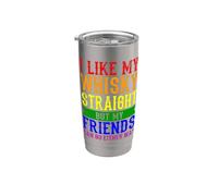 I LIKE MY WHISKY STRAIGHT Mes del Orgullo LGBT LGBTQ Rainbow Vaso térmico de acero inoxidable de doble pared