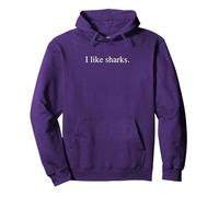 I Like Sharks - Funny Typography Sudadera con Capucha, Unisex para Adultos, Morado, XXL