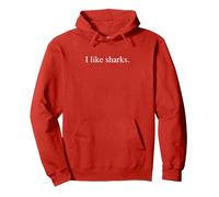 I Like Sharks - Funny Typography Sudadera con Capucha, Unisex para Adultos, Rojo, XL