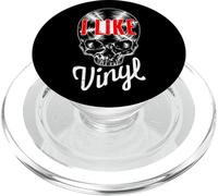 I Like Vinyl Lover Vintage Disc Collector Gothic Skull PopSockets PopGrip para MagSafe