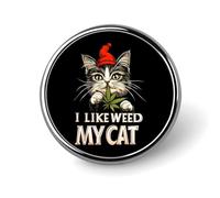 I Like Weed My Cat Brooch Pins for Women Men Cute Badge Lapel Pins for Backpack Dress Accessories