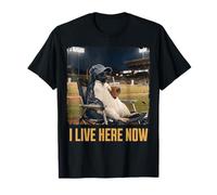 I Live Here Now Funny King Penguin Baseball Ballfield Camiseta