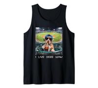 I Live Here Now Funny Pitbull Funny Baseball Field Meme Camiseta sin Mangas