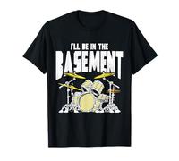 I’ll Be in The Basement Retro Drum Kit Music Artwork Camiseta