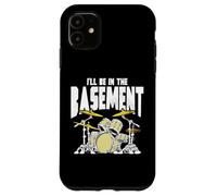 I’ll Be in The Basement Retro Drum Kit Music Artwork Carcasa para iPhone 11