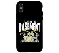 I’ll Be in The Basement Retro Drum Kit Music Artwork Carcasa para iPhone X/XS