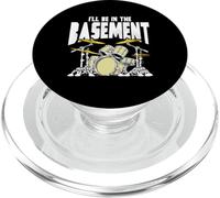 I’ll Be in The Basement Retro Drum Kit Music Artwork PopSockets PopGrip para MagSafe