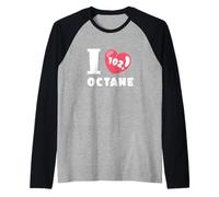 I Love 102 Octane Fuel Derby Car Parts Lover Sintonizador mecánico Camiseta Manga Raglan
