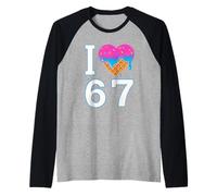 I Love 67 Meme Corazón 6 7 Merch Stuff Seis Siete Helado Camiseta Manga Raglan