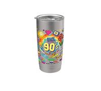 I Love 90's, Retro Back To 90's Stuff Illustration Graphic Vaso térmico de acero inoxidable de doble pared