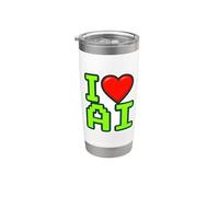 I Love AI Heart Ingeniero Especialista en Inteligencia Artificial Vaso térmico de acero inoxidable de doble pared