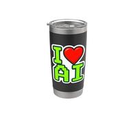 I Love AI Heart Ingeniero Especialista en Inteligencia Artificial Vaso térmico de acero inoxidable de doble pared