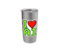 I Love AI Heart Ingeniero Especialista en Inteligencia Artificial Vaso térmico de acero inoxidable de doble pared