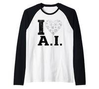 I Love Ai - Robots de Aprendizaje automático de Inteligencia Artificial Camiseta Manga Raglan