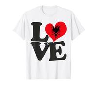 I Love Albania Bandera Corazón Patriótico Viaje Camiseta
