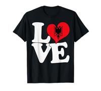 I Love Albania Bandera Corazón Patriótico Viaje Camiseta