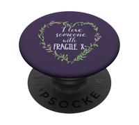I Love Alguien con Fragile X Heart Floral Wreath Meme PopSockets PopGrip Adhesivo