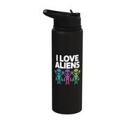 I Love Aliens Humor Galáctico Espacio Diversión Stainless Steel Insulated Water Bottle